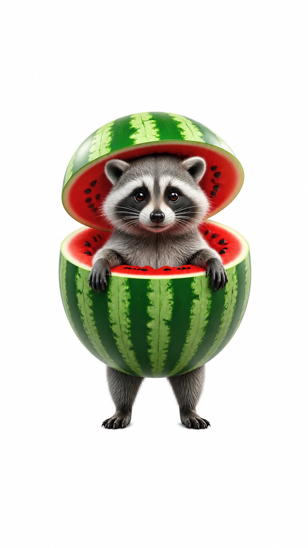 Raccooni Watermelunni white background