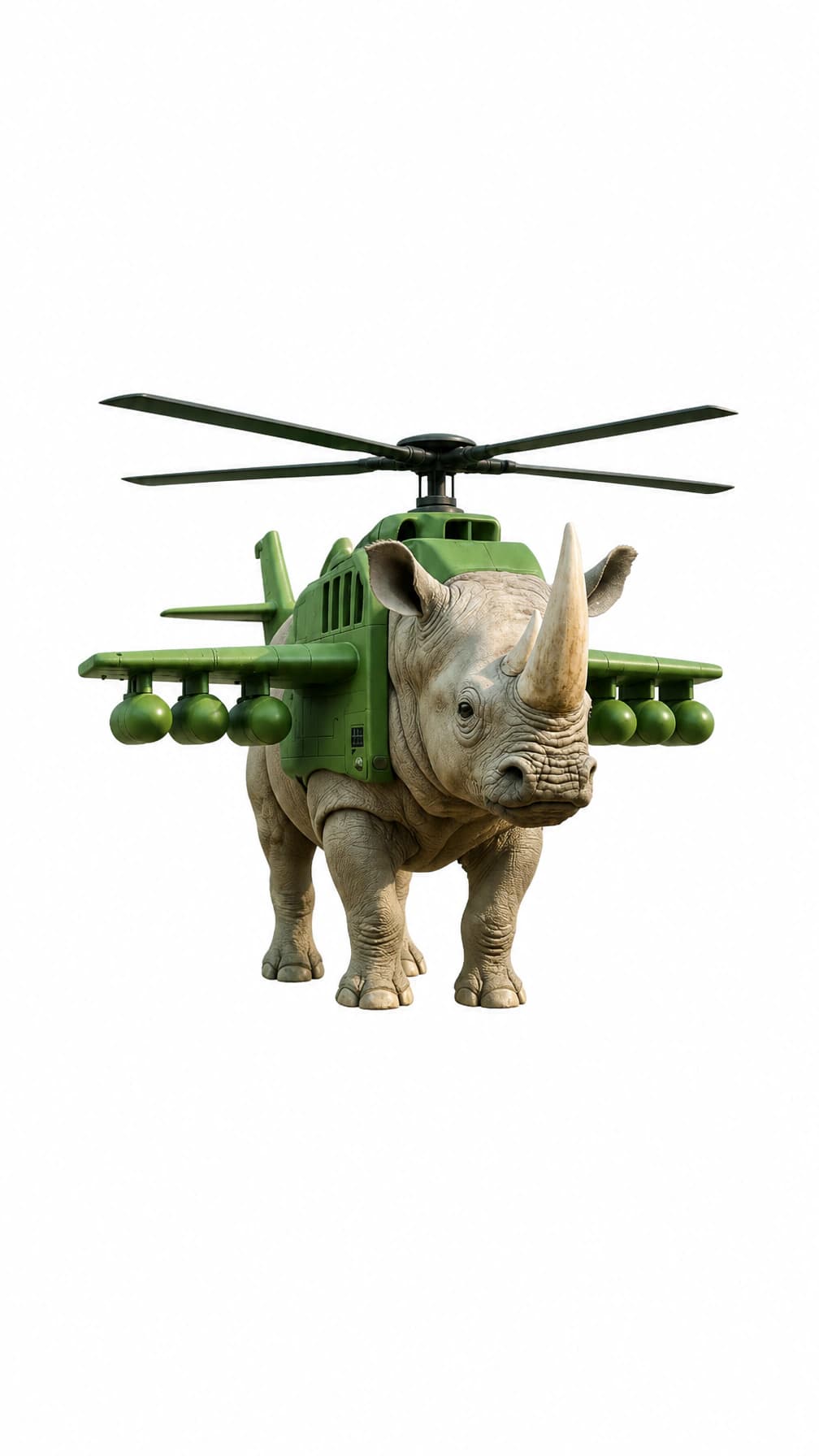Rhino Helicopterino white background