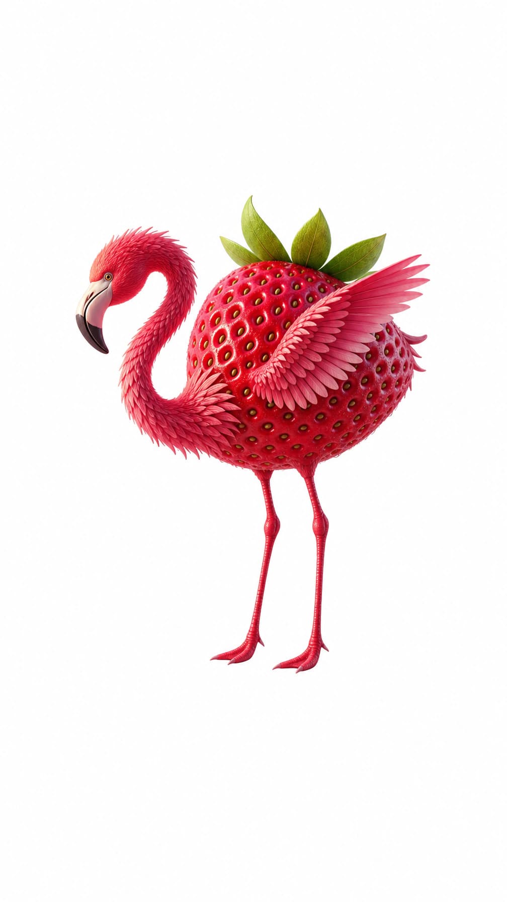 Strawberrelli Flamingelli white background