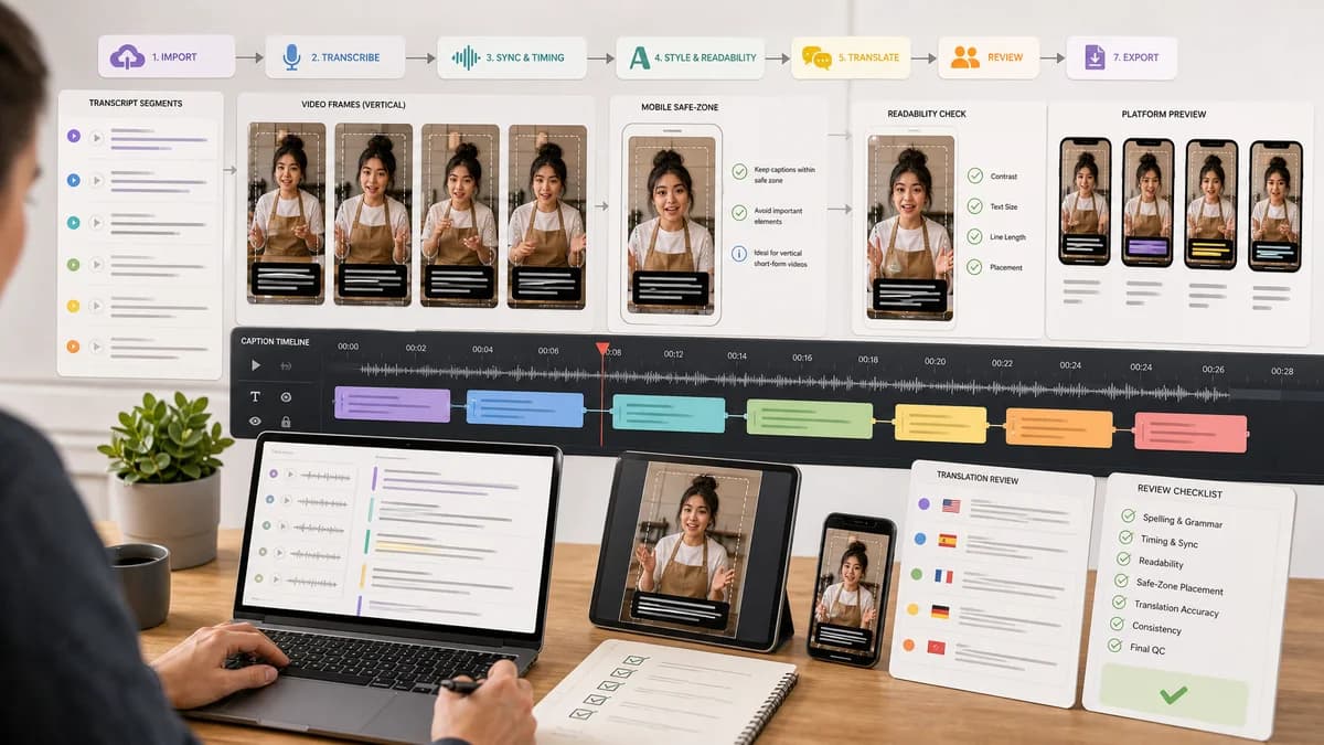 Caption Generator Workflow illustration for caption generator production