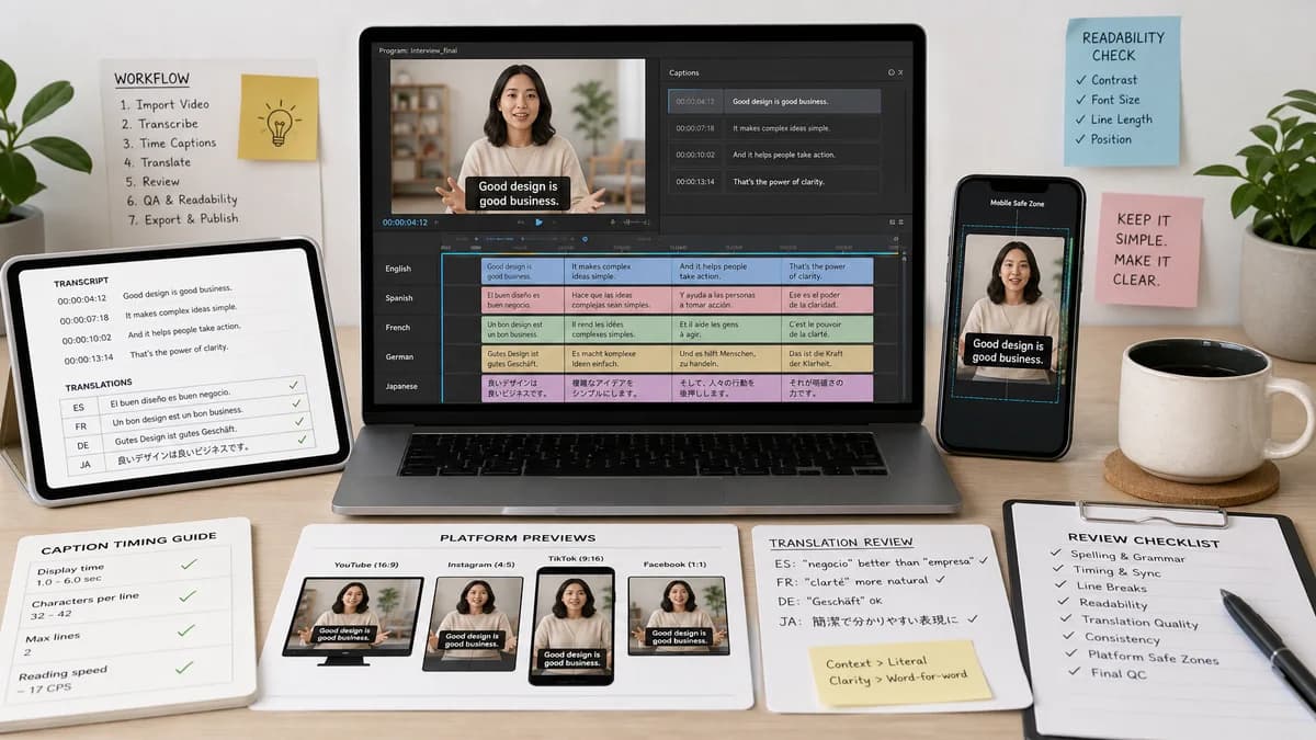 Multilingual Captions illustration for caption generator production