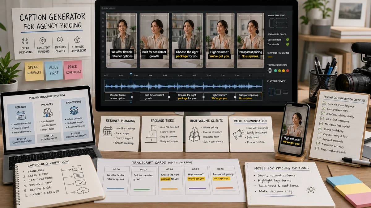 Caption Generator for Agency Pricing illustration for caption generator production