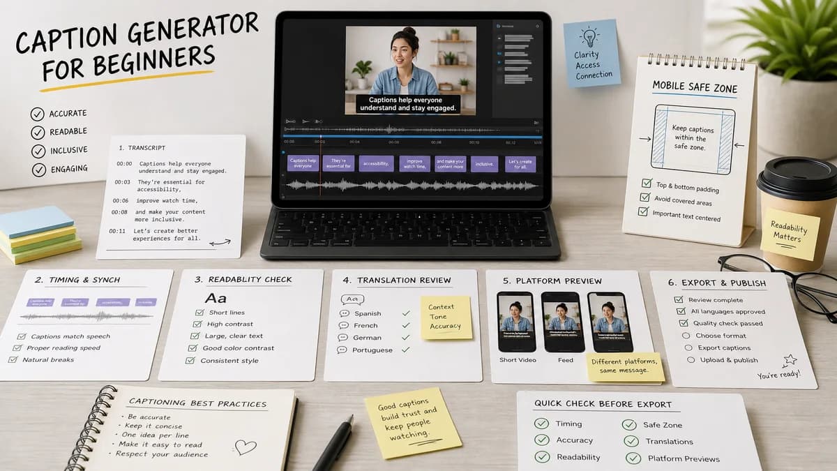 Caption Generator for Beginners illustration for caption generator production