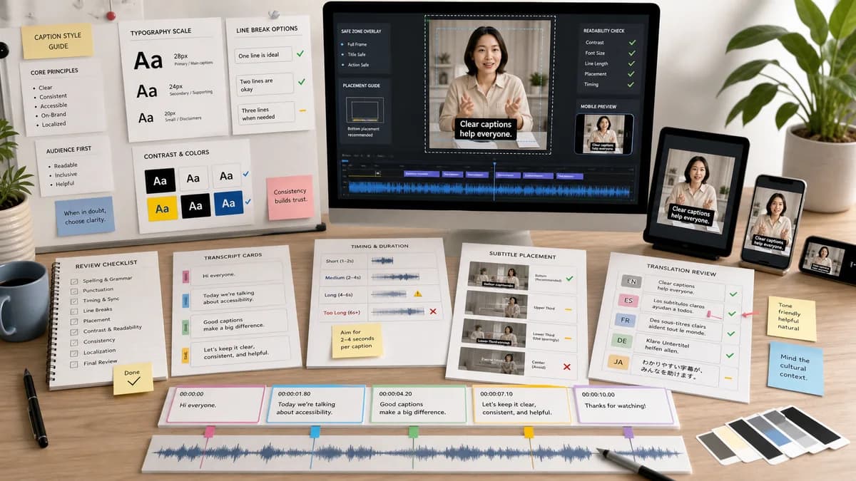 Caption Style Guide illustration for caption generator production
