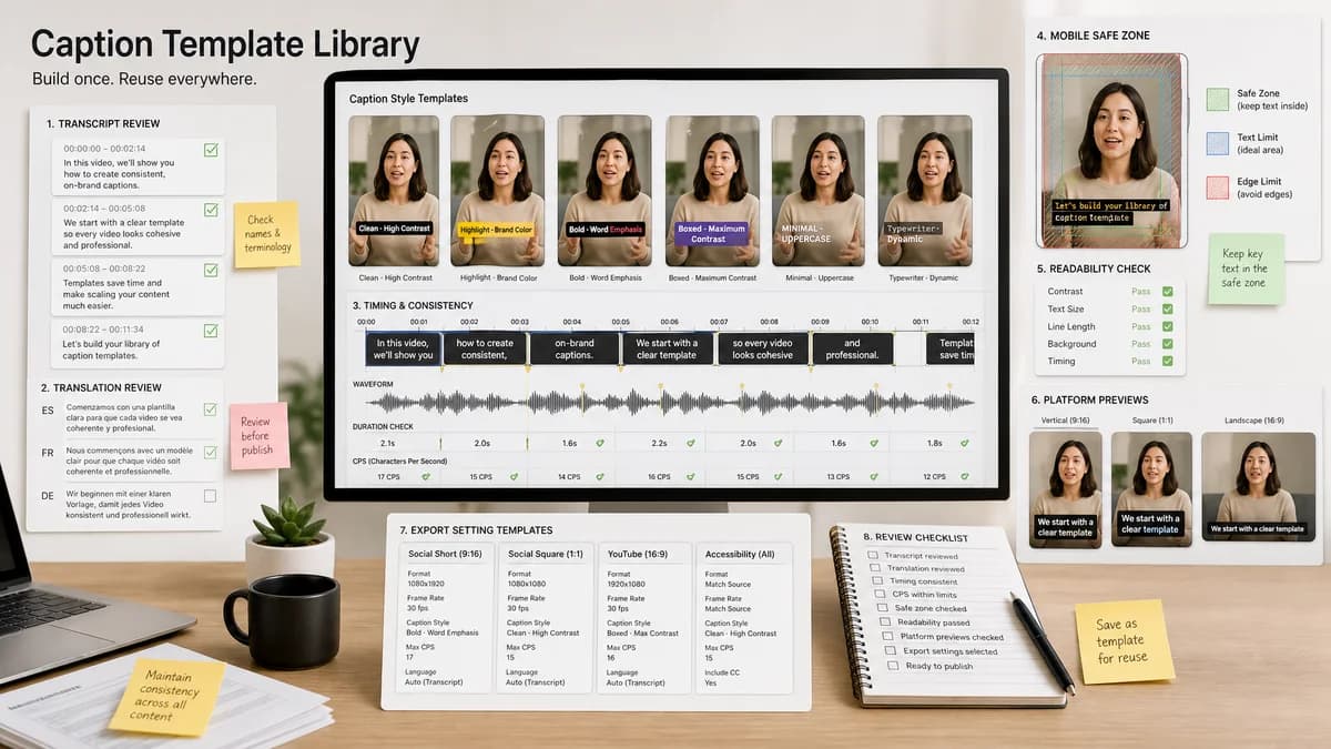 Caption Template Library illustration for caption generator production
