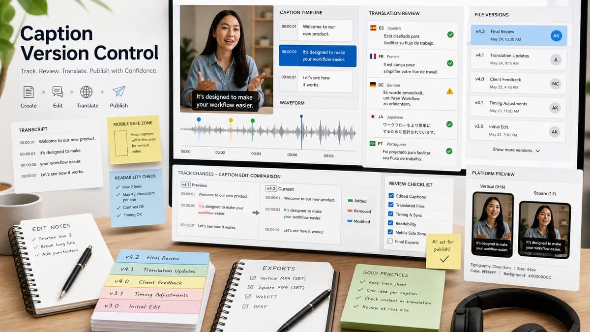 Caption Version Control illustration for caption generator production