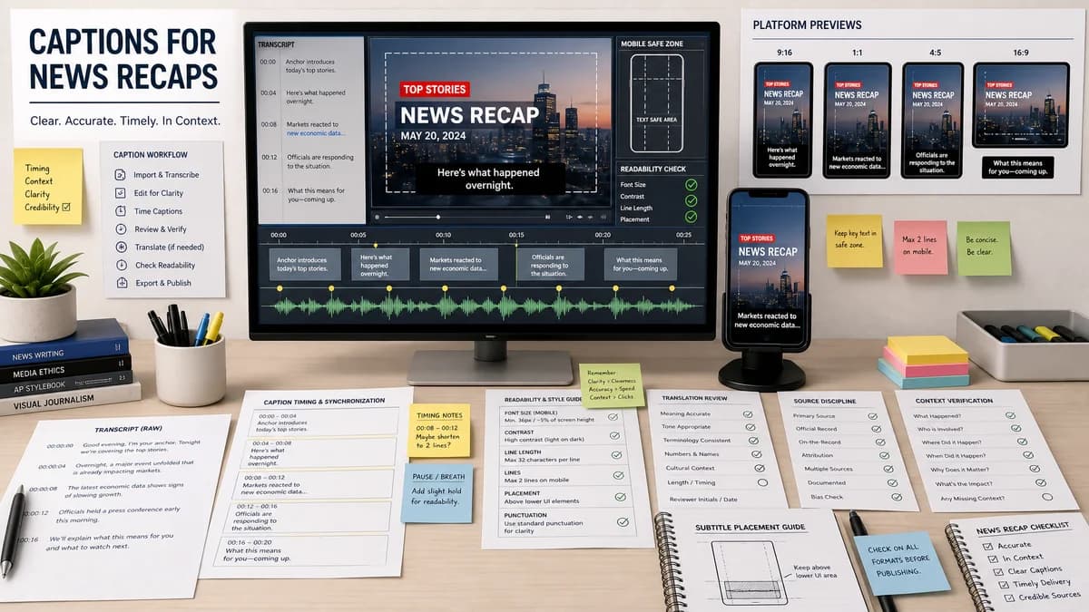 Captions for News Recaps illustration for caption generator production