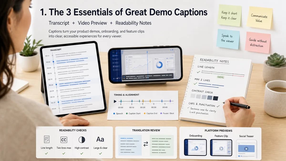 Captions for SaaS Demos section 1 illustration for caption generator production