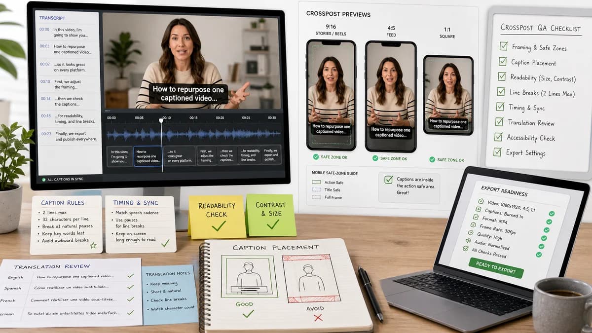 Crossposting Captioned Videos illustration for caption generator production