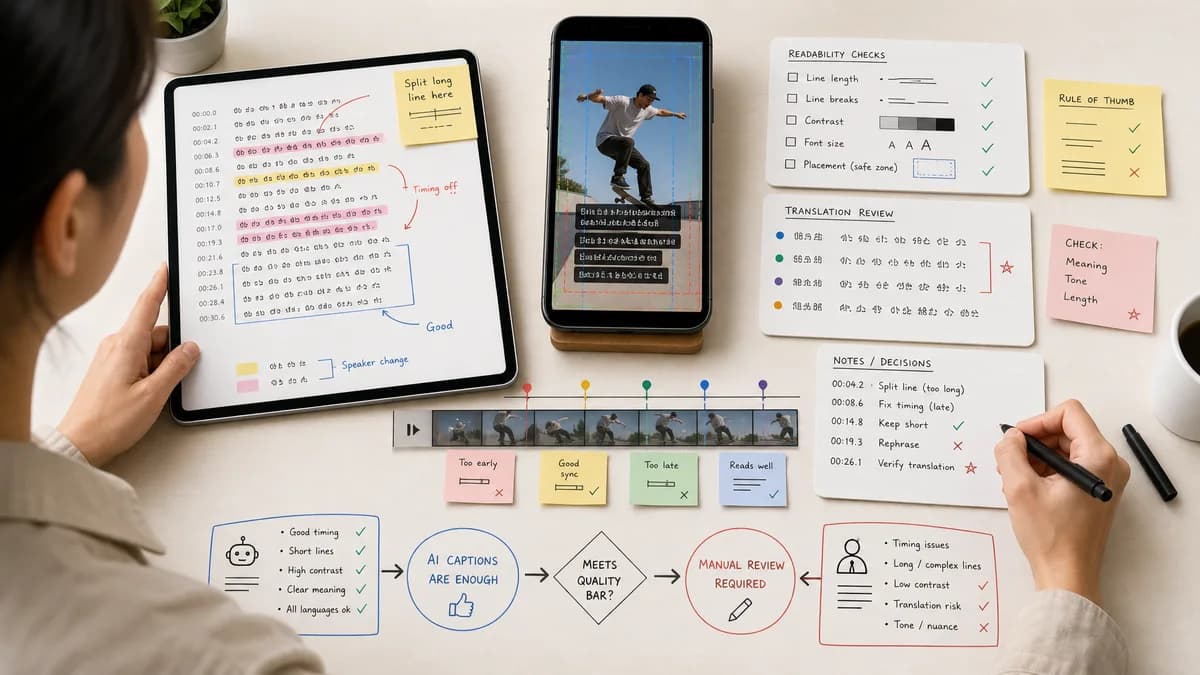 Manual vs AI Captions section 1 illustration for caption generator production