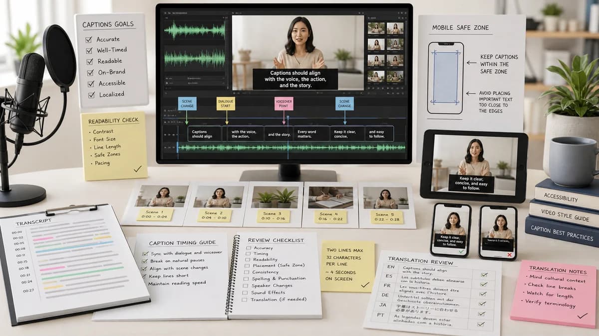 Sync Captions with Voiceover illustration for caption generator production