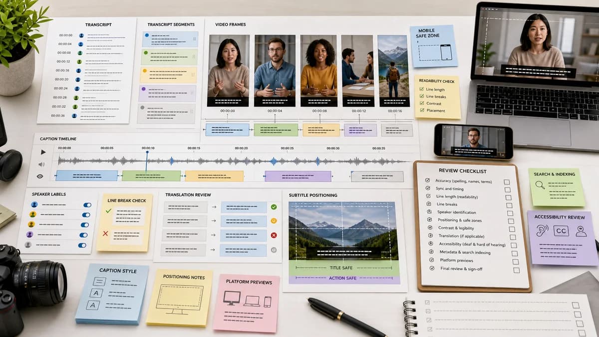 Transcripts and Captions illustration for caption generator production