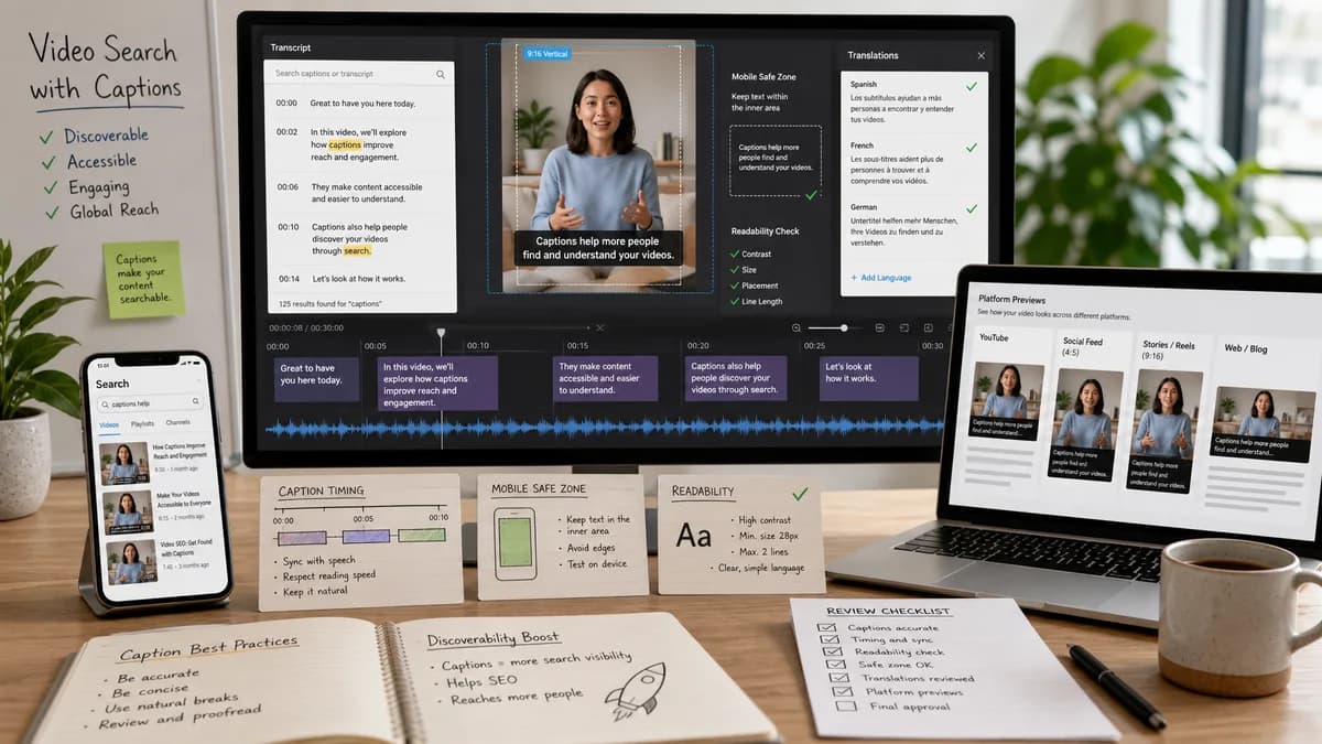 Video Search with Captions illustration for caption generator production