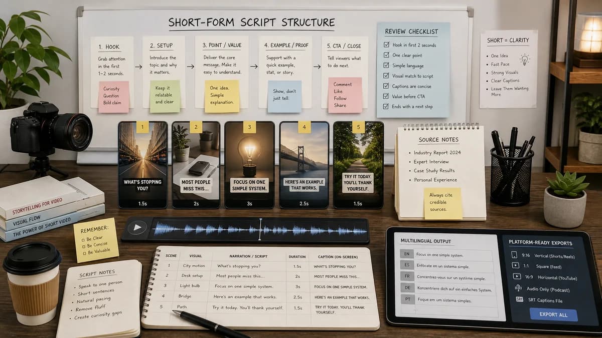 Short-Form Script Structure illustration for faceless video production